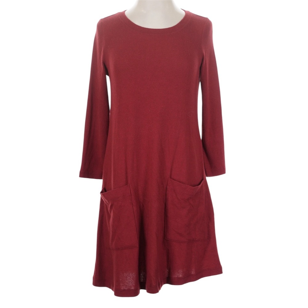 Abercrombie & Fitch Womens Long Sleeve Shift Dress‎ Burgundy Red Pockets XS